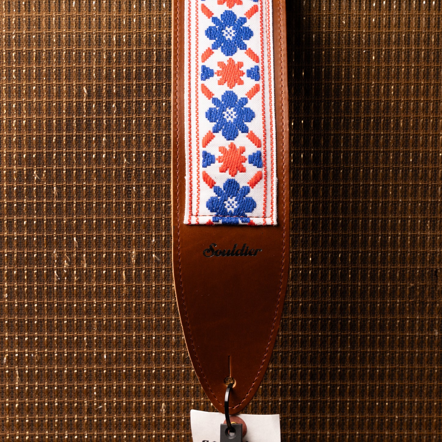 Souldier Tulip Cream Torpedo Brown Leather Guitar Strap