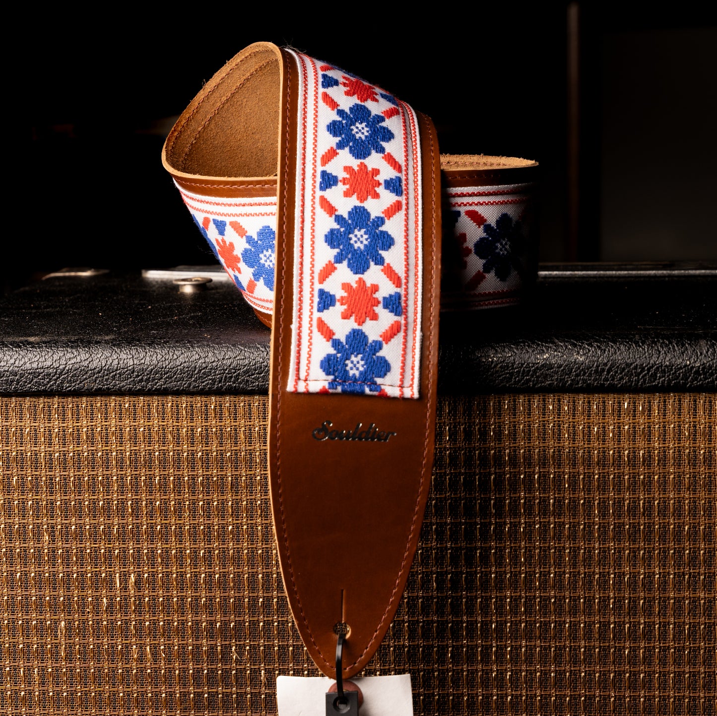 Souldier Tulip Cream Torpedo Brown Leather Guitar Strap