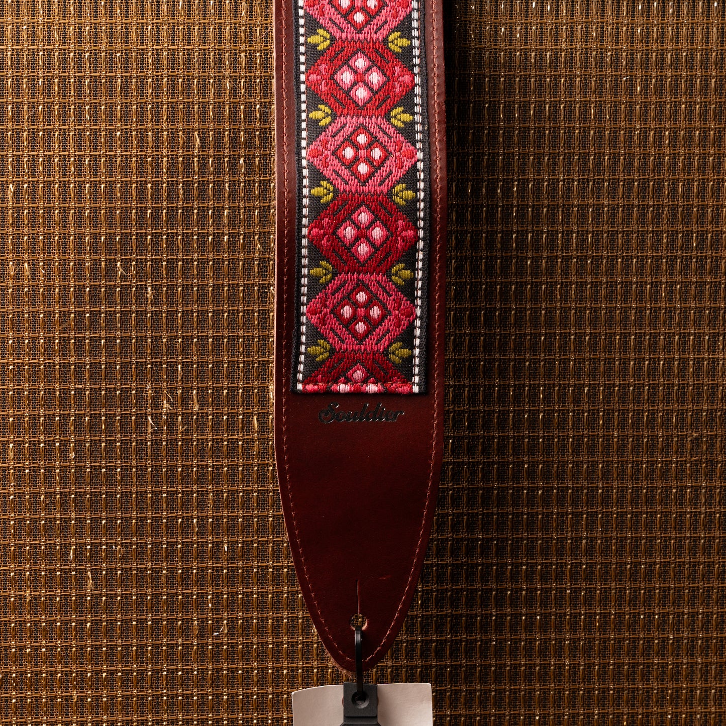 Souldier Honeycomb Wine Torpedo Burgundy Leather Guitar Strap