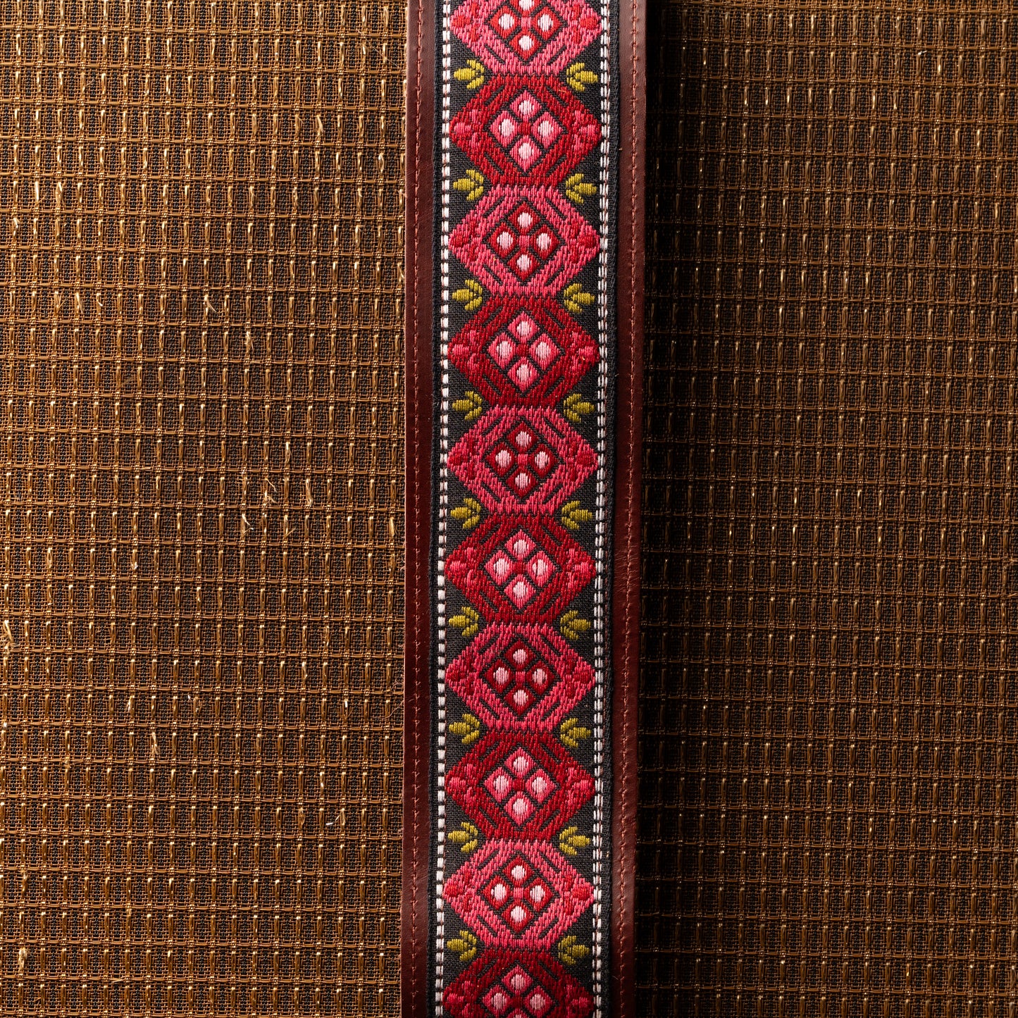 Souldier Honeycomb Wine Torpedo Burgundy Leather Guitar Strap