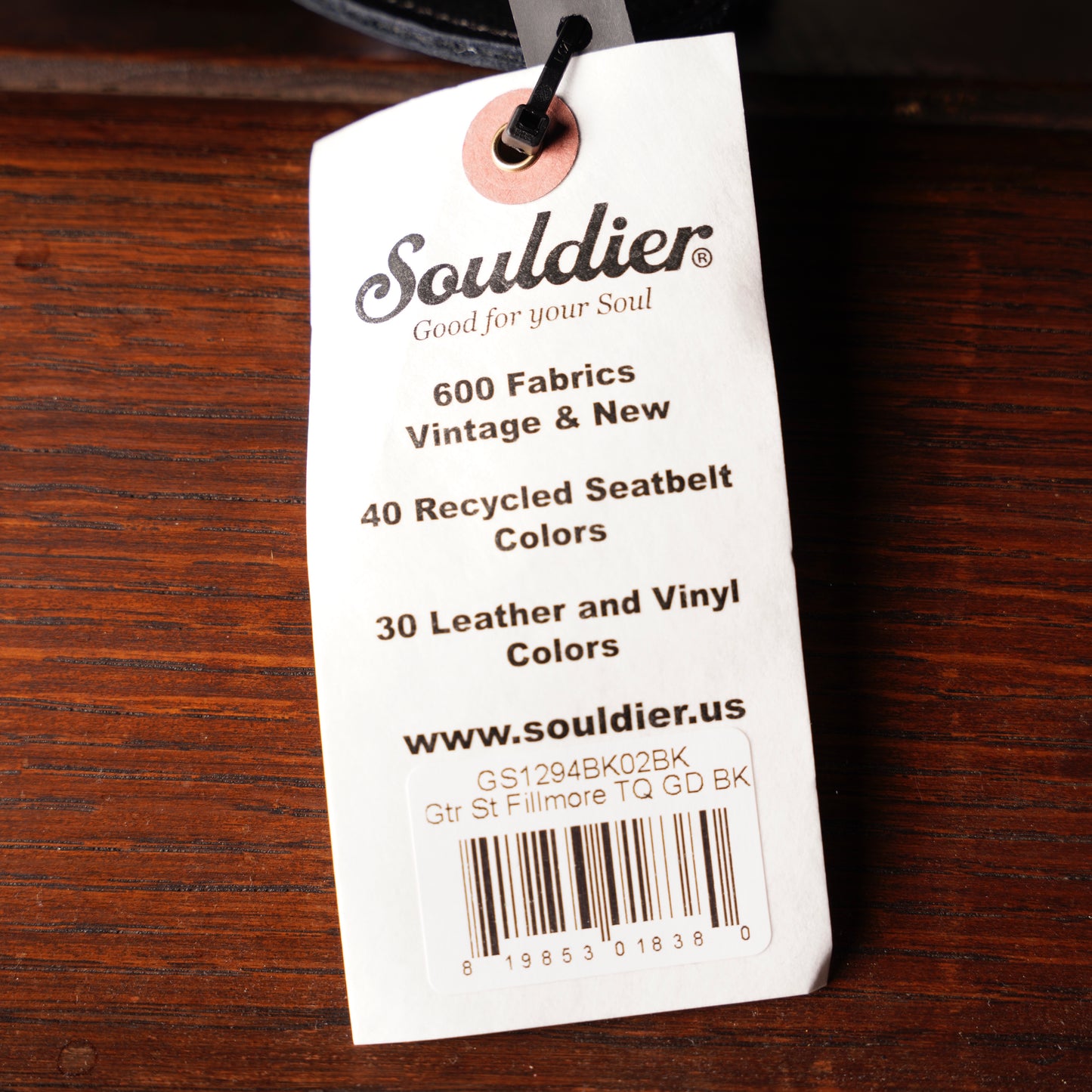 Souldier Fillmore Turquoise Gold Black Guitar Strap